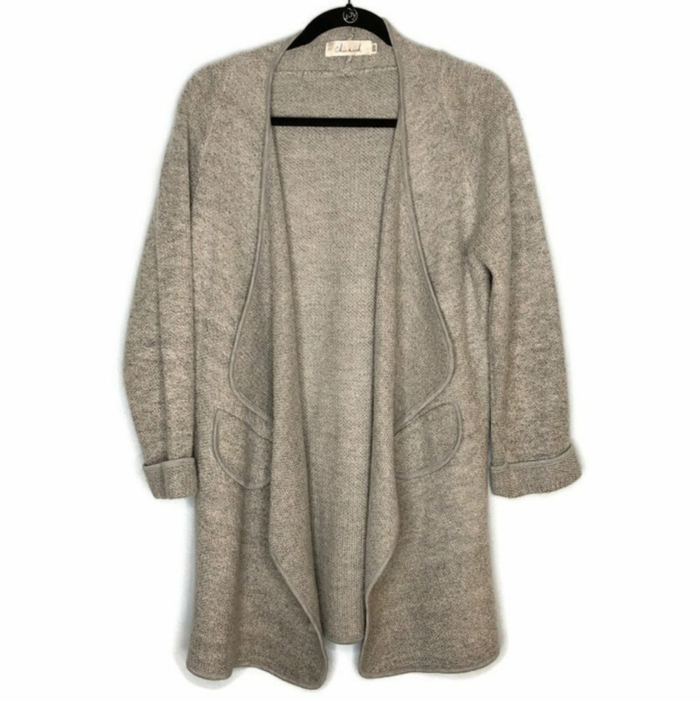 Chicwish Waterfall Draped Cardigan Sweater Gray Small Medium